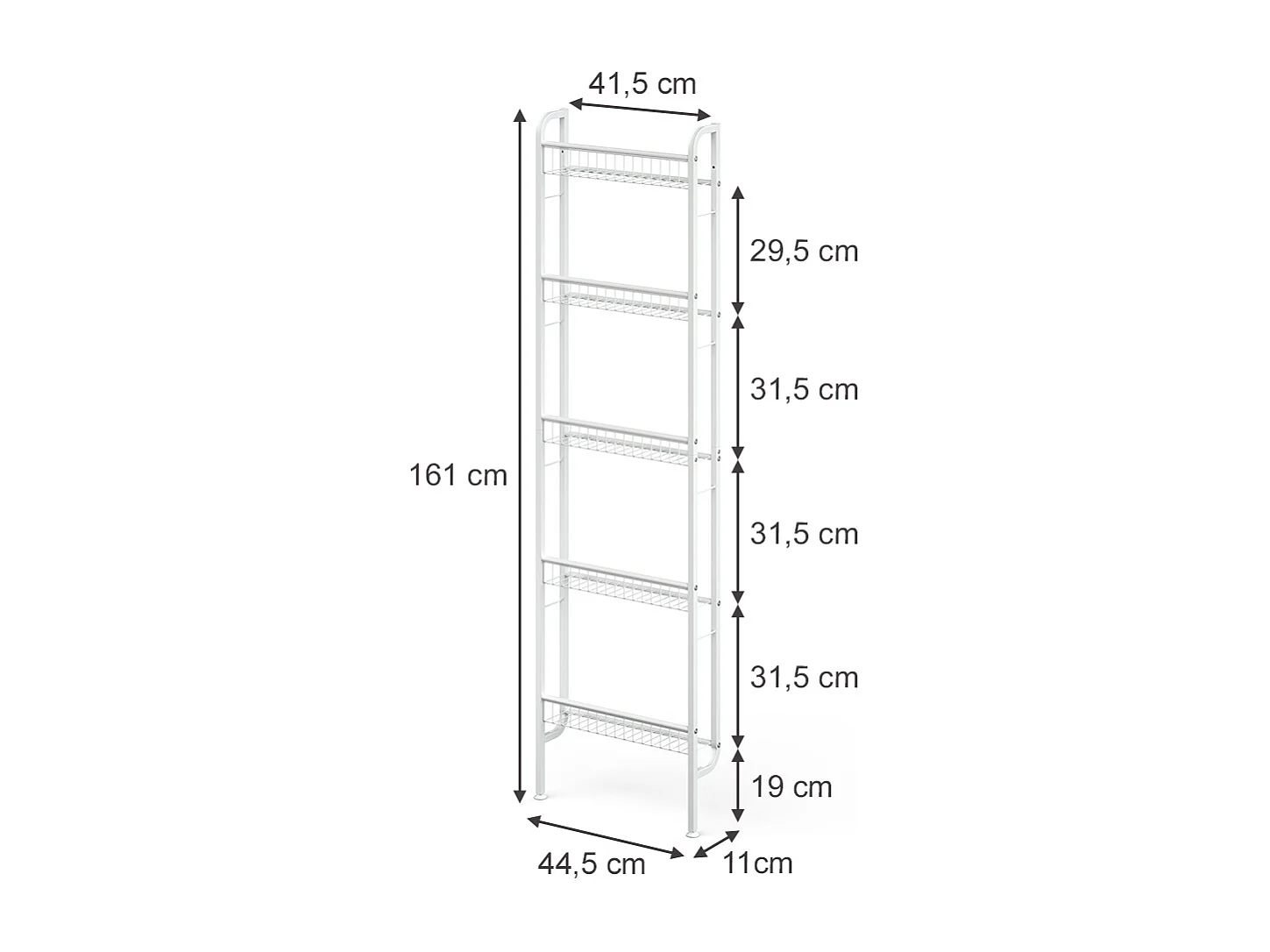 Leiterregal weiß 44.5x11x160 klivo