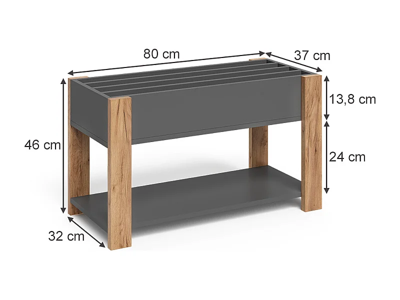 Kinderregal grau/artisan 80x37x46 malia