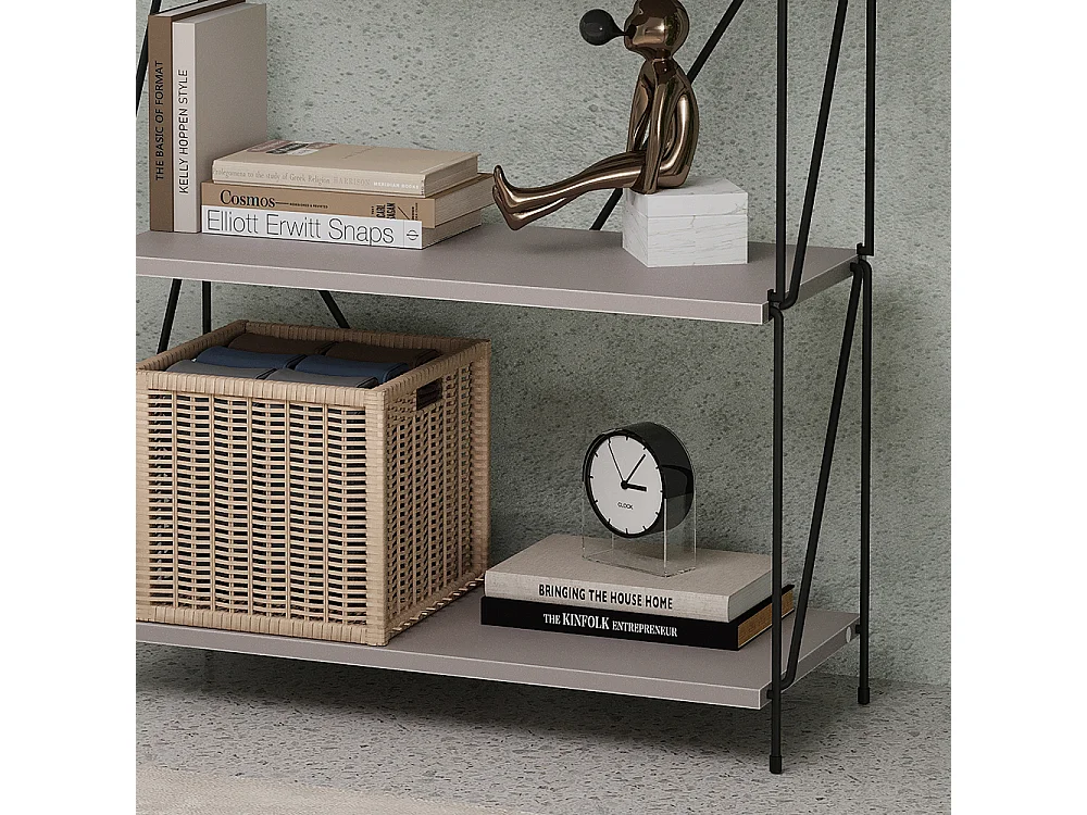 Bücherregal greige/schwarz 60x30x134.5 ravix