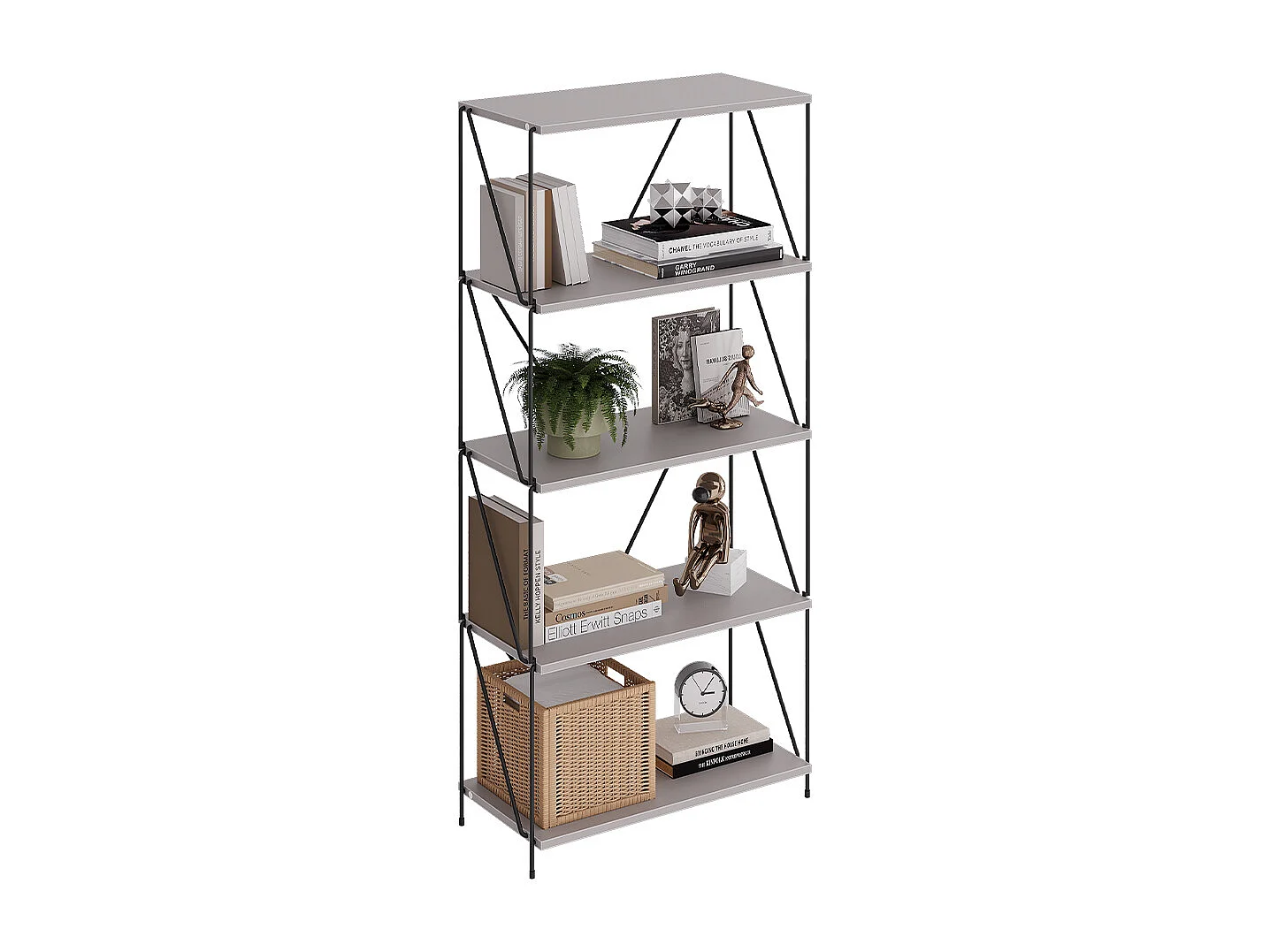 Bücherregal greige/schwarz 60x30x134.5 ravix