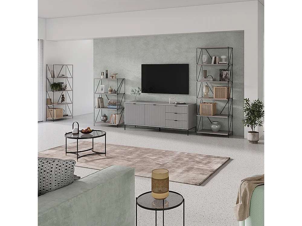 Bücherregal greige/schwarz 60x30x134.5 ravix