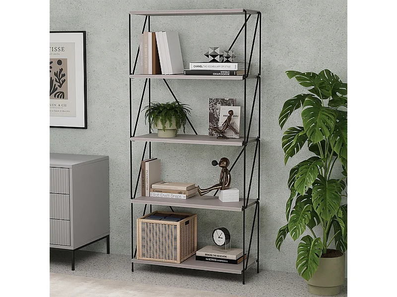 Bücherregal greige/schwarz 60x30x134.5 ravix