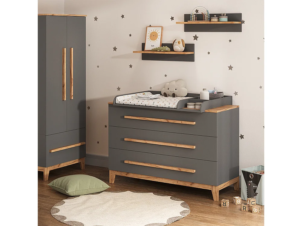 Verschoontafel grijs/kunstnijverheid 133.2x70x98 malia