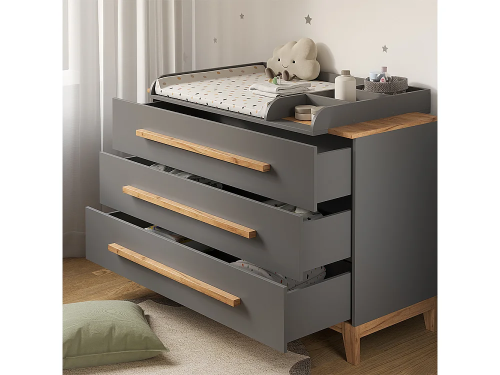 Verschoontafel grijs/kunstnijverheid 133.2x70x98 malia