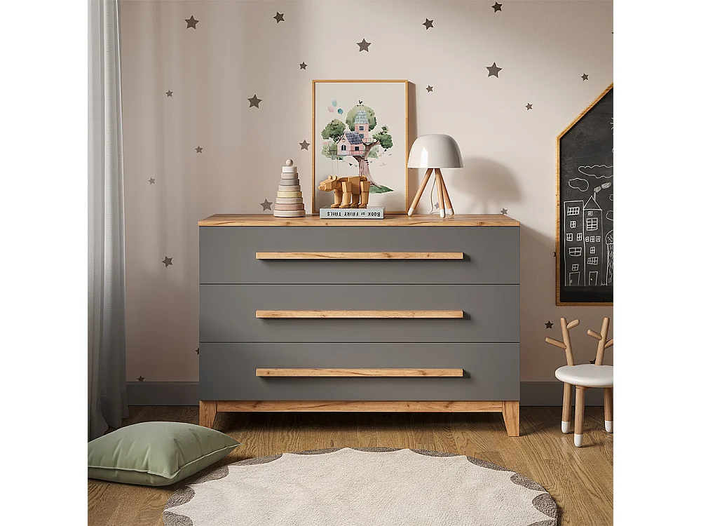 Verschoontafel grijs/kunstnijverheid 133.2x70x98 malia