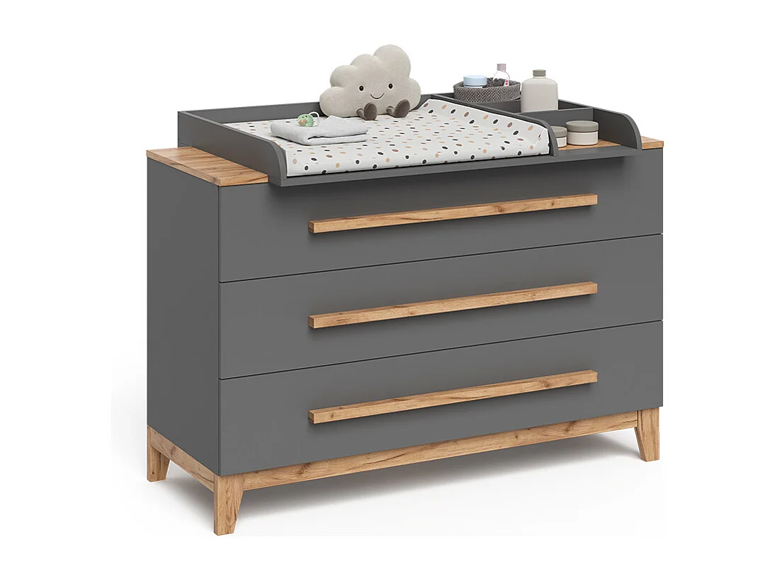 Verschoontafel grijs/kunstnijverheid 133.2x70x98 malia