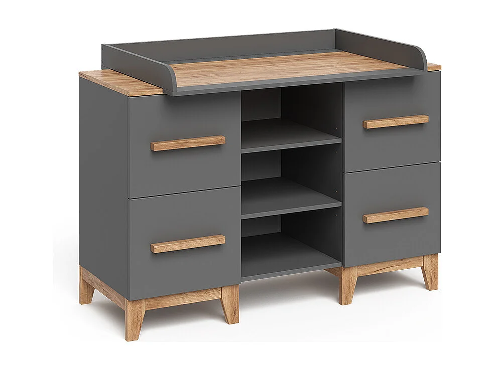 Table à langer gris/artisan 133x70x98 malia