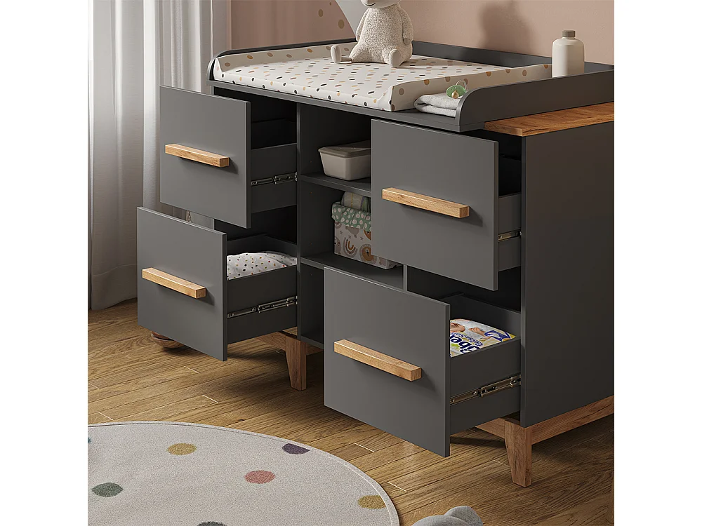 Table à langer gris/artisan 133x70x98 malia