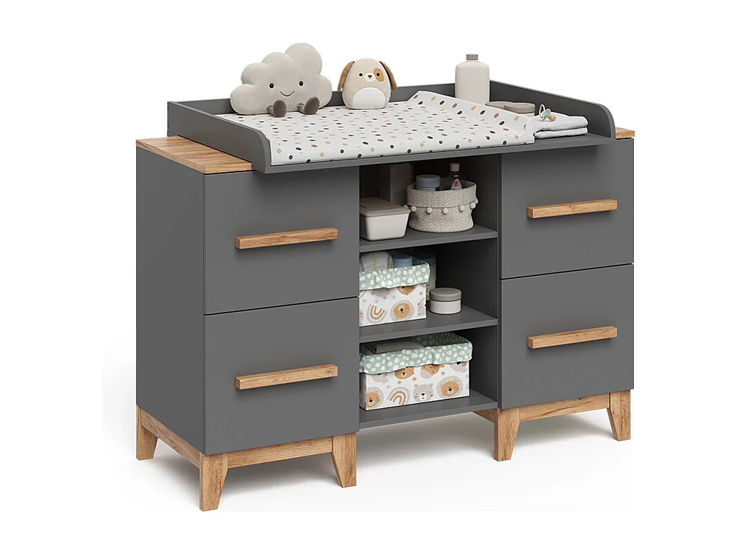 Table à langer gris/artisan 133x70x98 malia