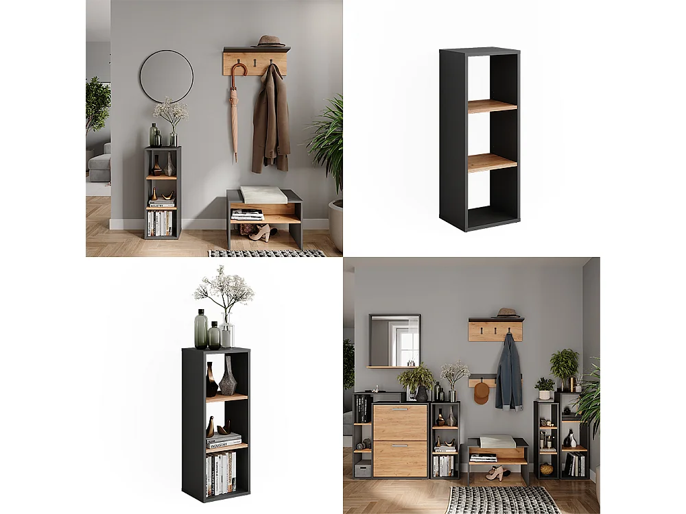 Standregal anthrazit/goldkraft eiche 30x24x80.1 orlando