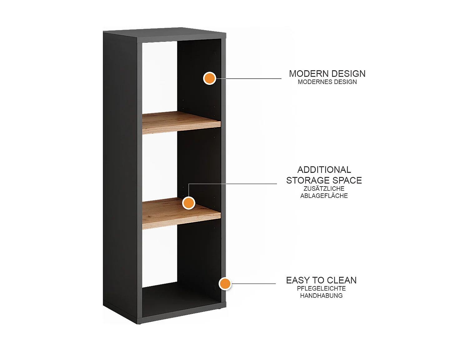 Standregal anthrazit/goldkraft eiche 30x24x80.1 orlando