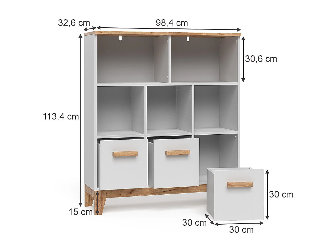Étagère pour enfants blanc/artisan 98.4x32.6x113.4 malia