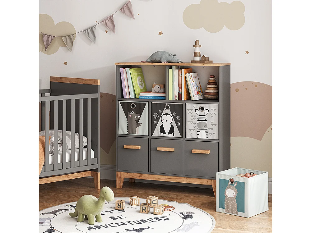 Kinderregal grau/artisan 98.4x32.6x113.4 malia