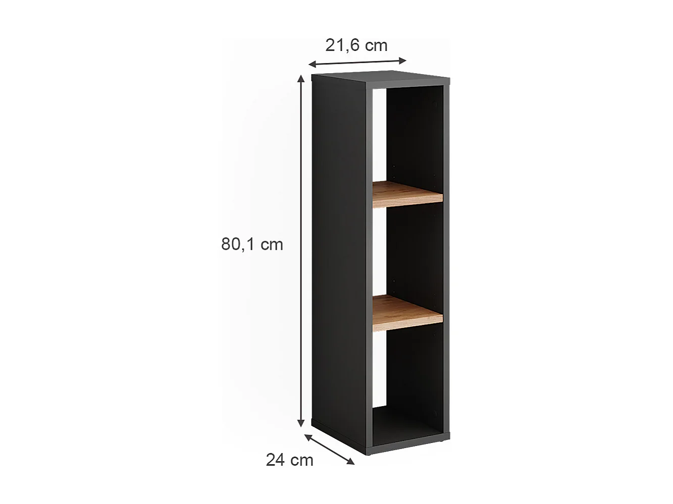 Standregal anthrazit/goldkraft eiche 21.6x24x80.1 orlando