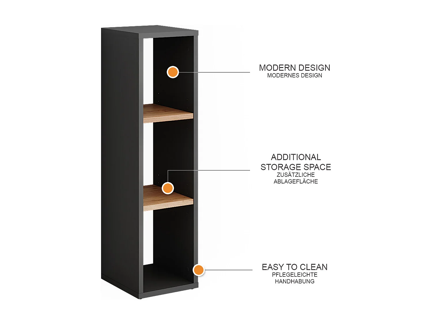 Standregal anthrazit/goldkraft eiche 21.6x24x80.1 orlando