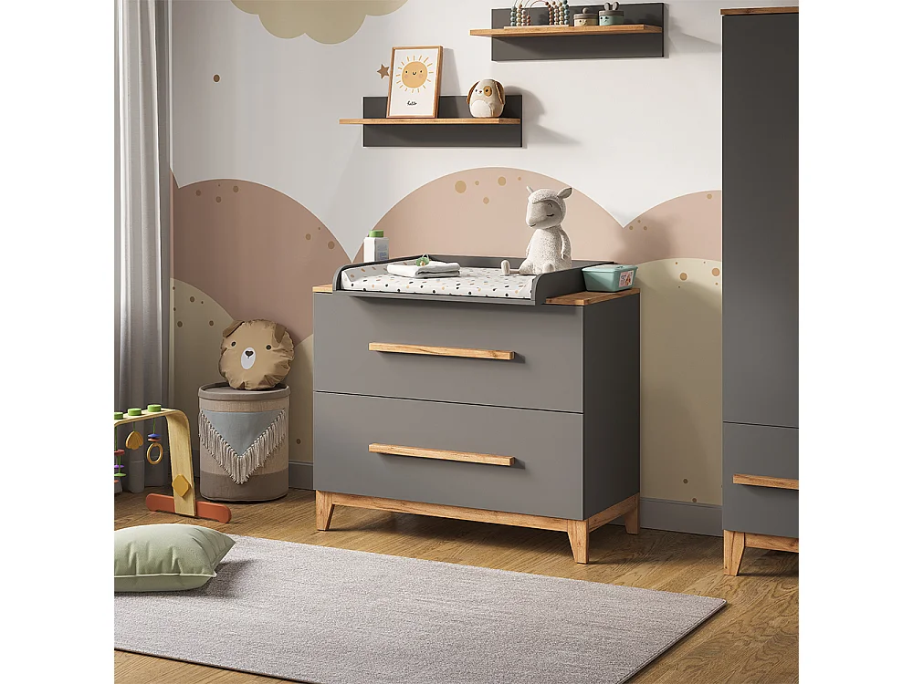 Table à langer gris/artisan 108x70x98 malia