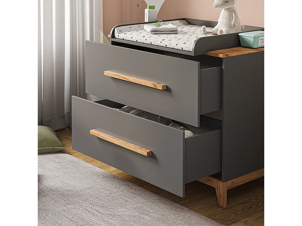 Table à langer gris/artisan 108x70x98 malia