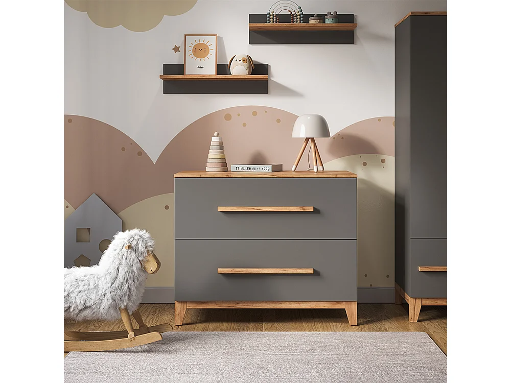 Table à langer gris/artisan 108x70x98 malia