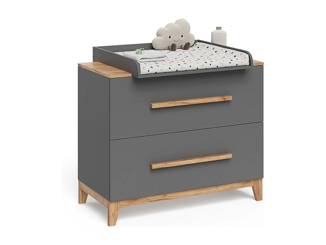 Table à langer gris/artisan 108x70x98 malia