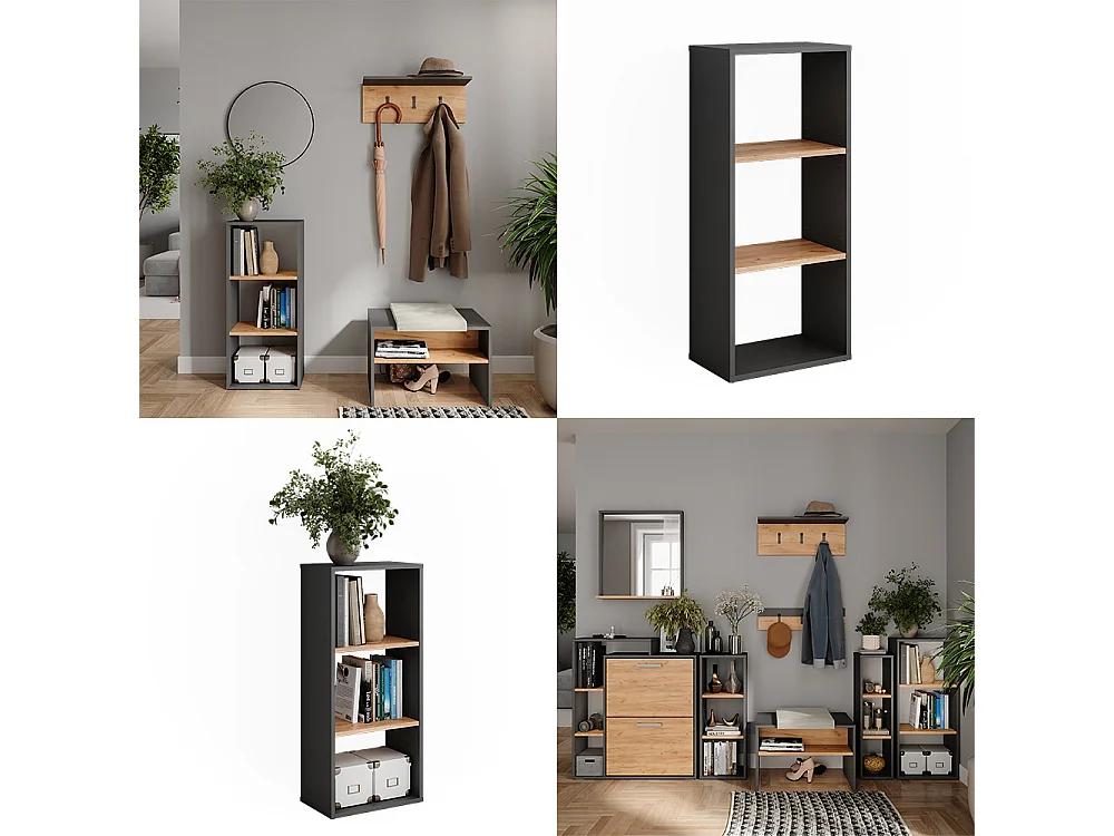 Standregal anthrazit/goldkraft eiche 40x24x90.5 orlando