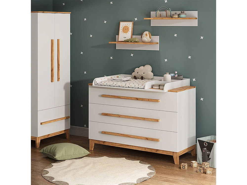 Verschoontafel wit/kunstnijverheid 133.2x70x98 malia