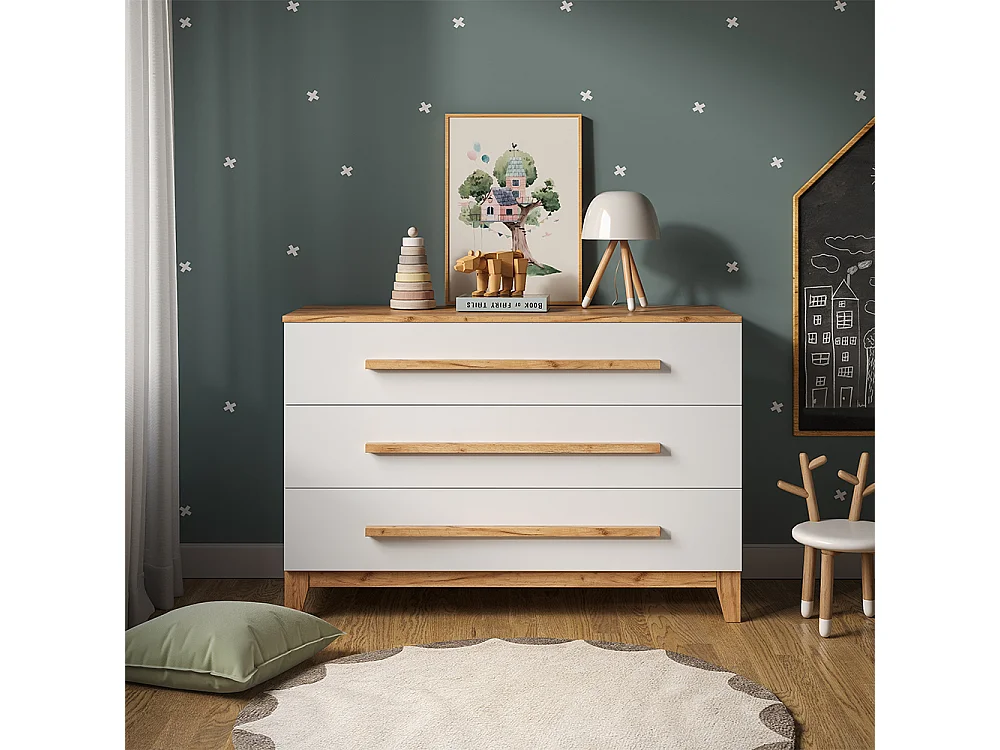 Verschoontafel wit/kunstnijverheid 133.2x70x98 malia