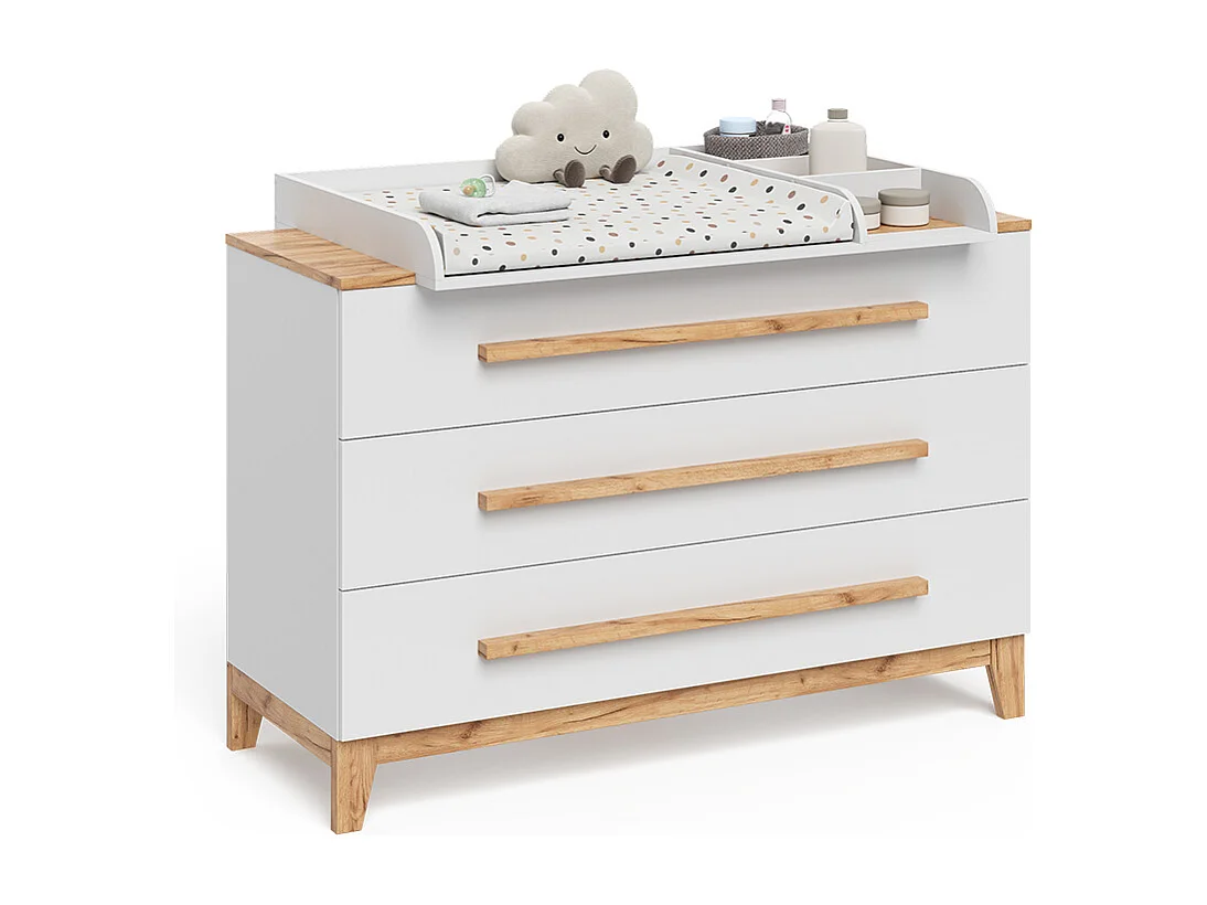 Verschoontafel wit/kunstnijverheid 133.2x70x98 malia