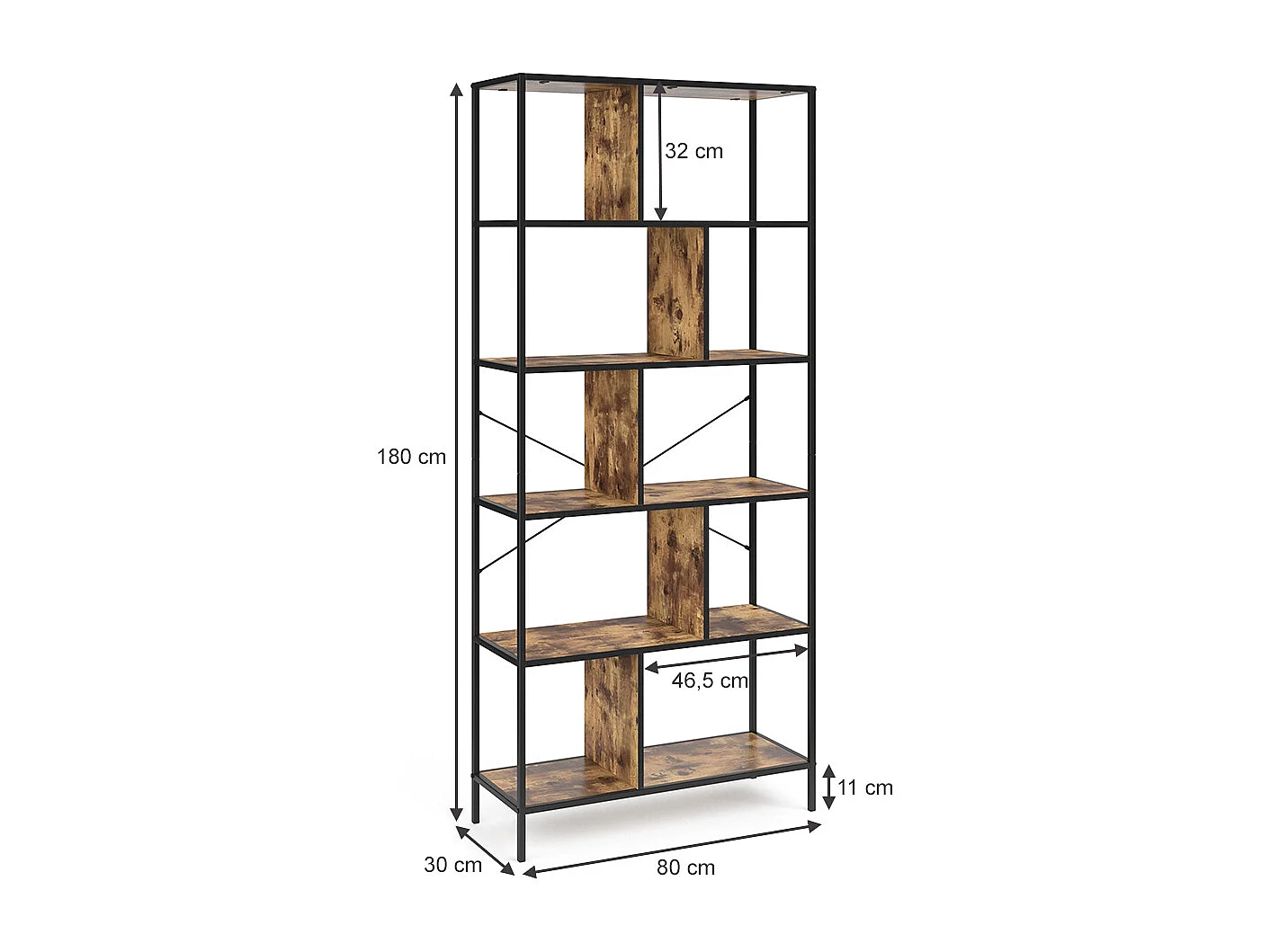 Ruimteverdeler antiek hout 80x30x180 fyrk