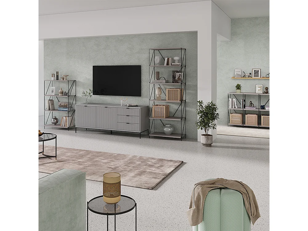 Bücherregal greige/schwarz 60x30x166.5 ravix