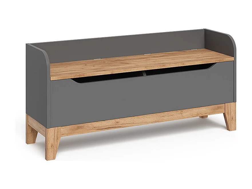 Coffre à jouets gris/artisan 107.2x30x50 malia