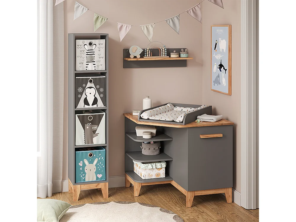 Table à langer gris/artisan 85x85x85.2 malia