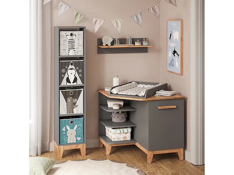 Table à langer gris/artisan 85x85x85.2 malia