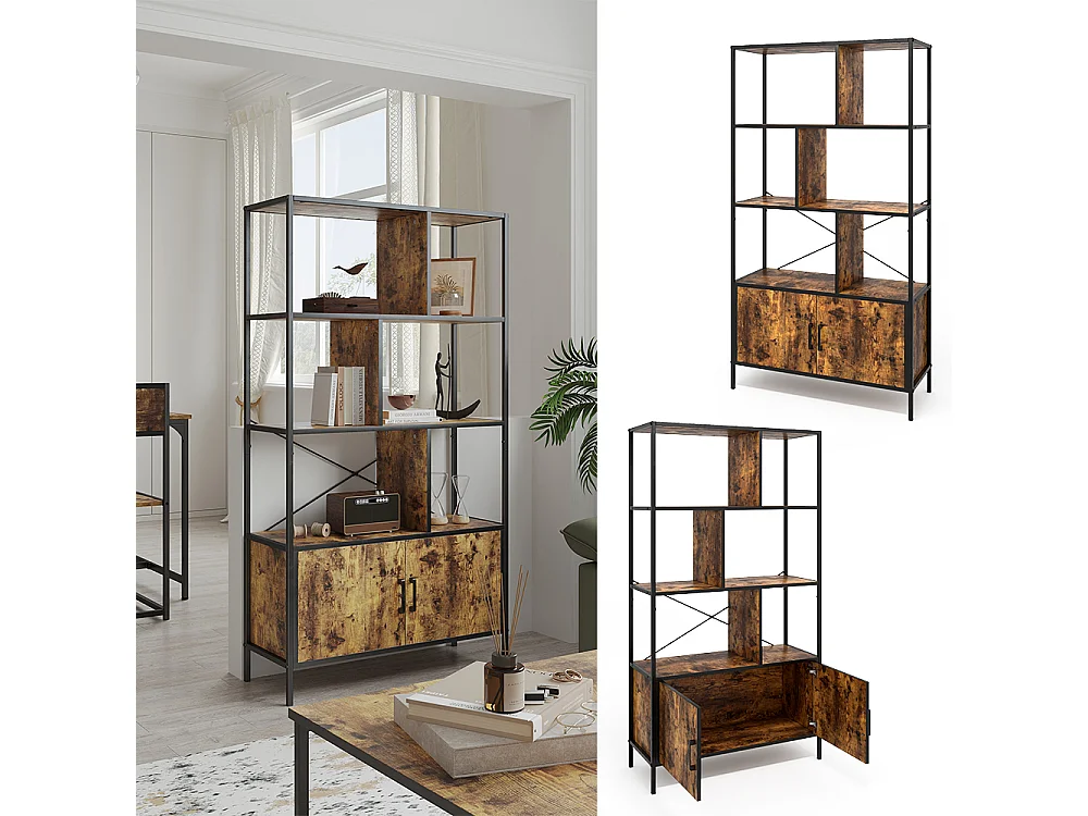 Bücherregal eiche rustikal 80x30x146.5 fyrk