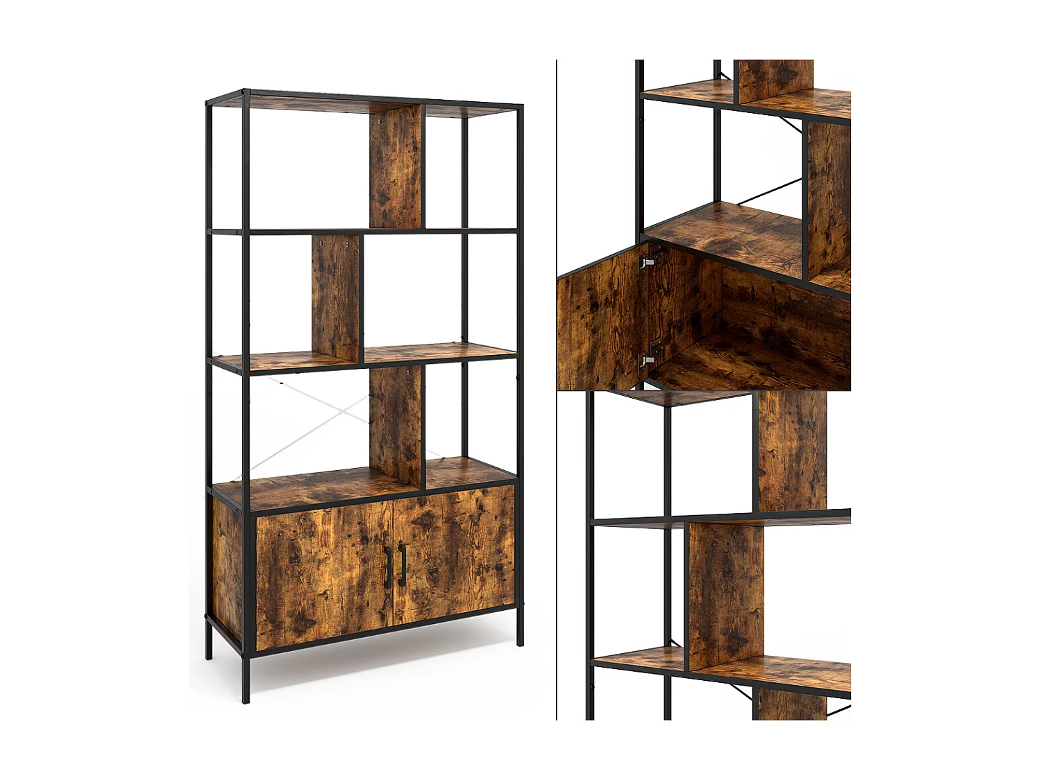 Bücherregal eiche rustikal 80x30x146.5 fyrk