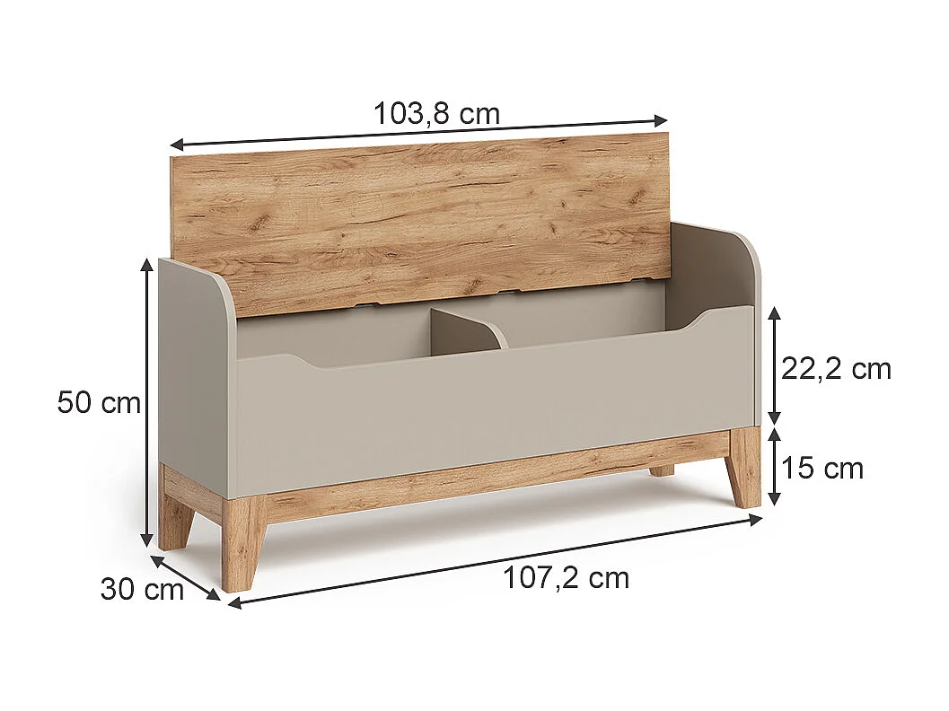 Coffre à jouets cachemire/artisan 107.2x30x50 malia