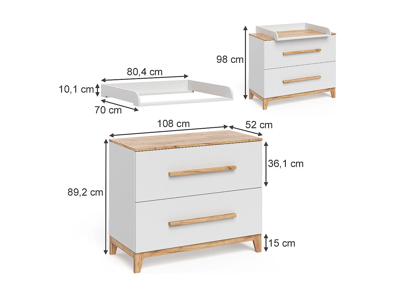 Changing table white/artisan 108x70x98 malia