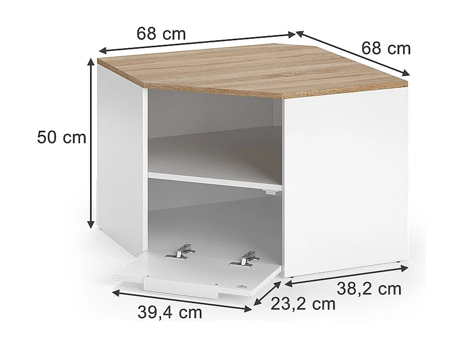 Lavt skab hvid/sonoma 68x68x50 wido