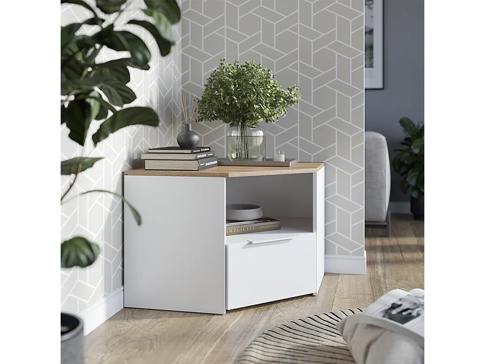 Lavt skab hvid/sonoma 68x68x50 wido