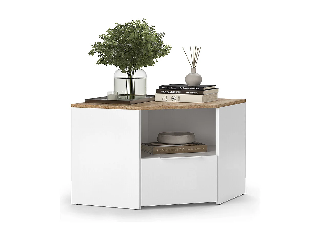 Lavt skab hvid/sonoma 68x68x50 wido
