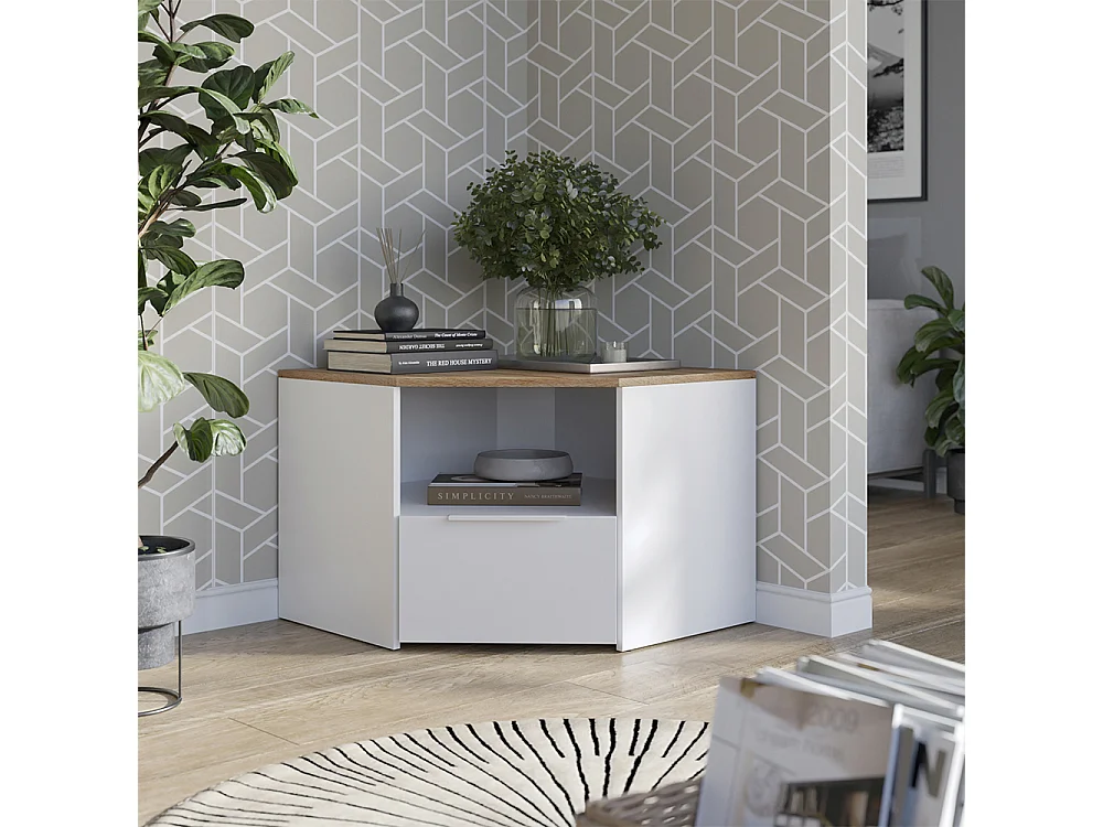 Lavt skab hvid/sonoma 68x68x50 wido