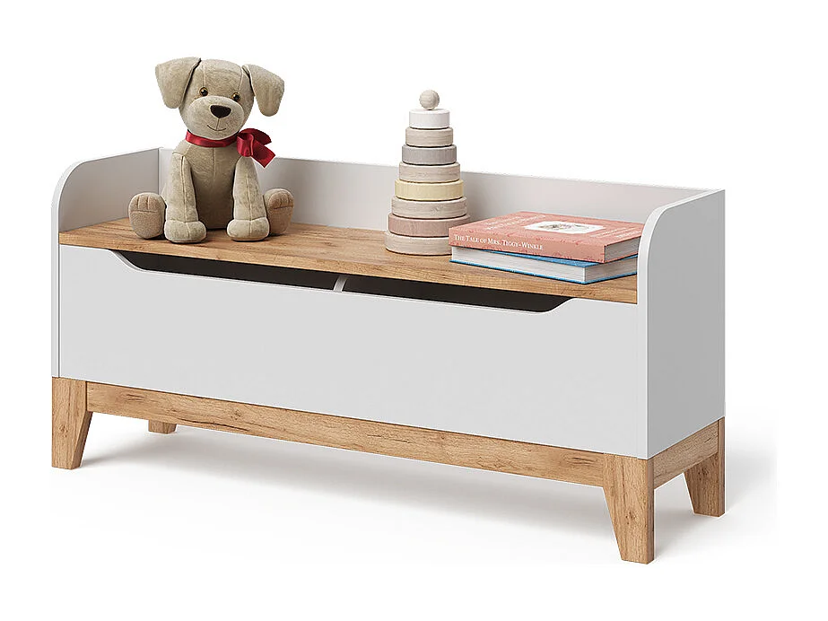 Coffre à jouets blanc/artisan 107.2x30x50 malia