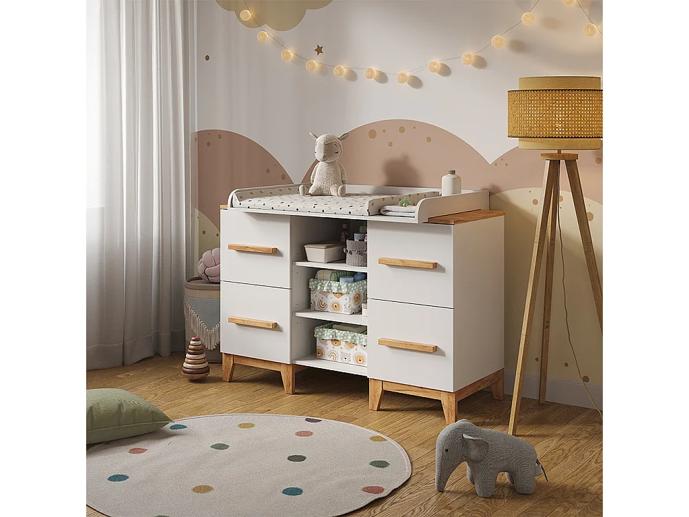 Verschoontafel wit/kunstnijverheid 133x70x98 malia