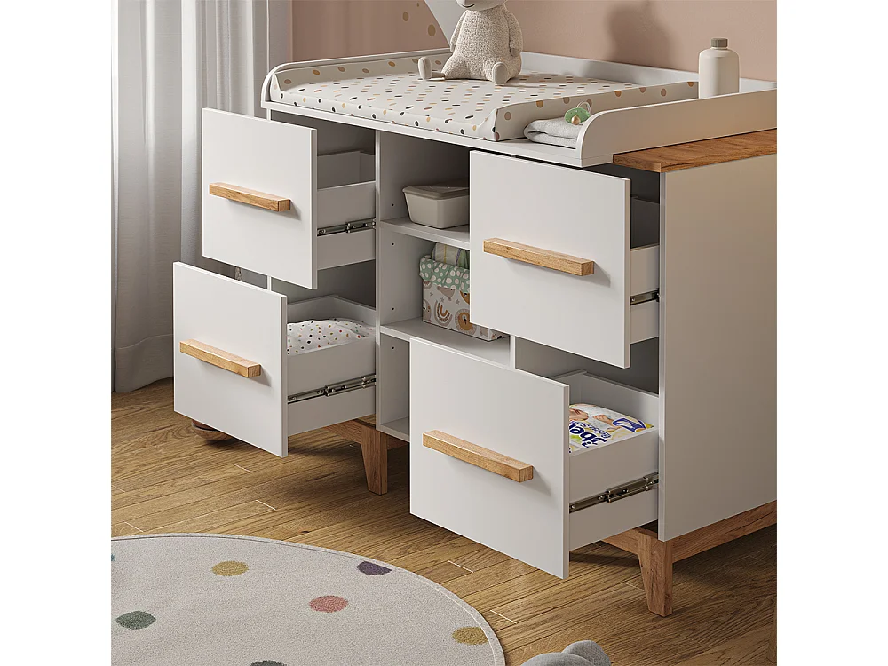 Verschoontafel wit/kunstnijverheid 133x70x98 malia