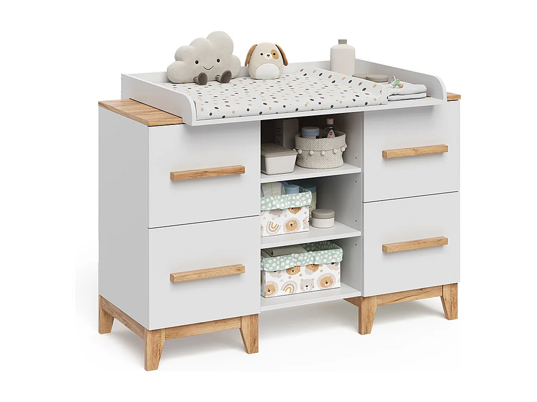 Verschoontafel wit/kunstnijverheid 133x70x98 malia