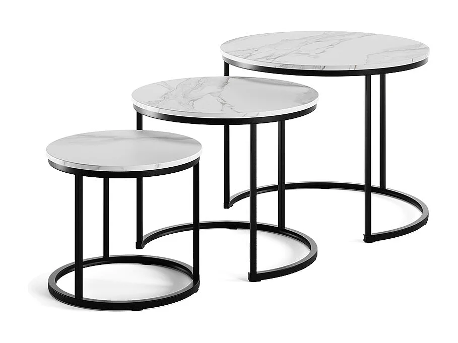 Couchtisch-Set weiß/schwarz 55x55x44.5 montreal