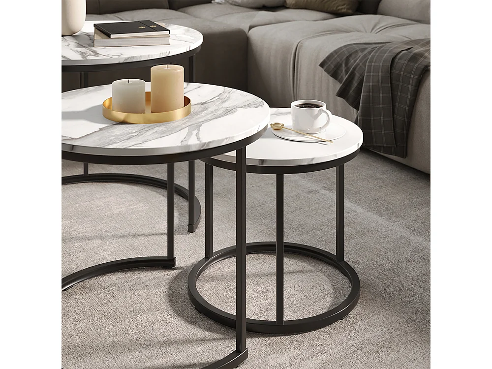 Couchtisch-Set weiß/schwarz 55x55x44.5 montreal