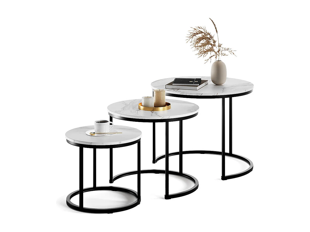 Couchtisch-Set weiß/schwarz 55x55x44.5 montreal