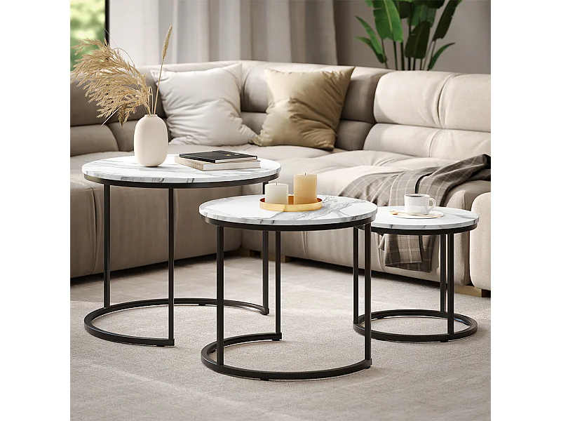 Couchtisch-Set weiß/schwarz 55x55x44.5 montreal