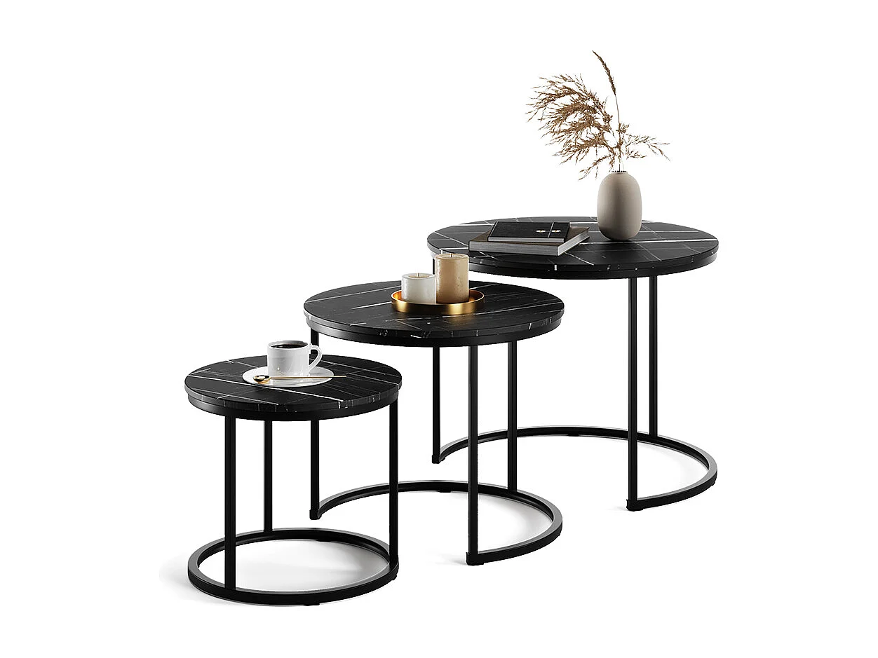 Couchtisch-Set schwarzer marmor 55x55x44.5 montreal