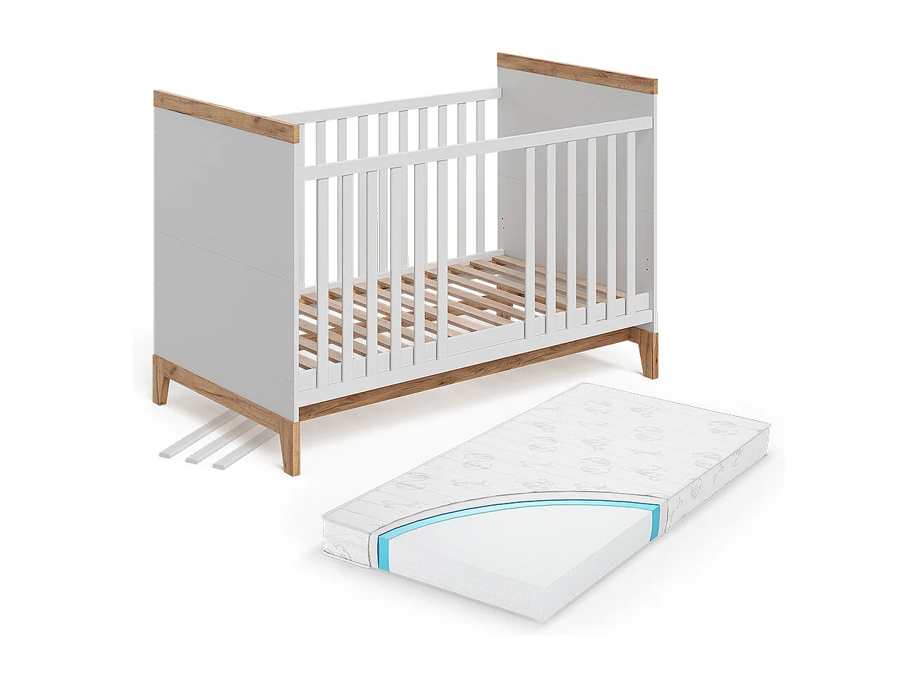 Babybett weiß/artisan 144.1x79.7x98.4 malia